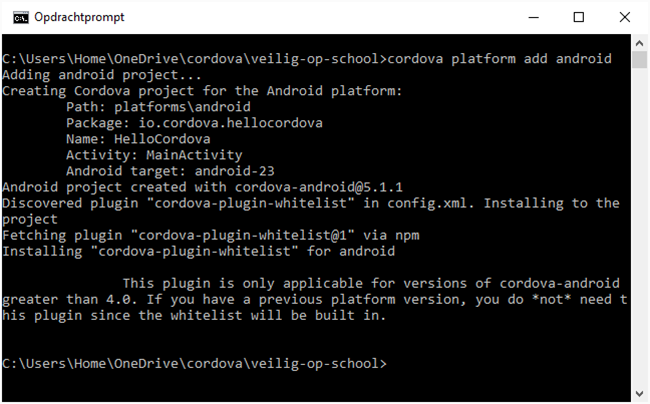 cordova platform add android